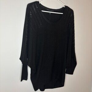 WHITE HOUSE BLACK MARKET NEW Snit Dolman Tunic Womens XS Black Sparkle